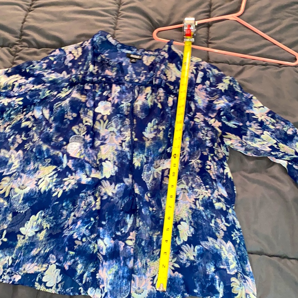 ANA - A New Approach - Womens Pullover Blouse - Size 1X - Blue Floral Print - Picture 4 of 7